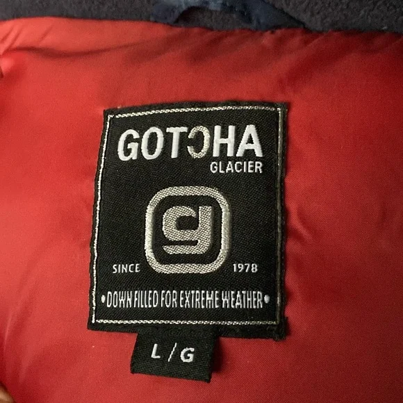 Gotcha glacier men’s dark blue down/feather puffer vest! Size L - Picture 6 of 12